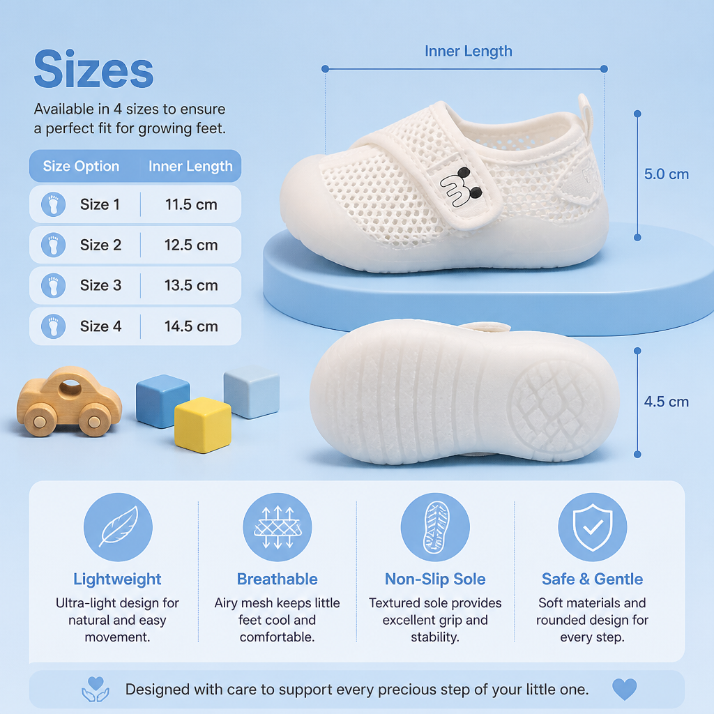 Comfortable Baby Shoes with Soft, Non-Slip Soles