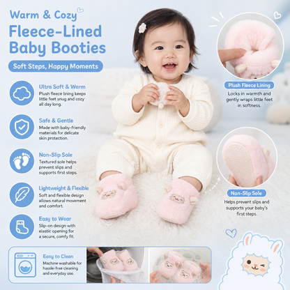 Warm & Cozy Fleece-Lined Baby Booties with Soft Non-Slip Soles
