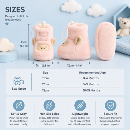 Warm & Cozy Fleece-Lined Baby Booties with Soft Non-Slip Soles