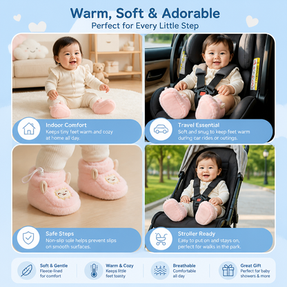 Warm & Cozy Fleece-Lined Baby Booties with Soft Non-Slip Soles