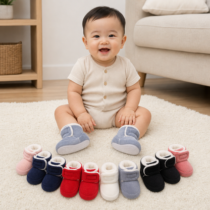 Warm & Cozy Plush Baby Booties with Soft, Non-Slip Soles