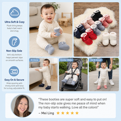Warm & Cozy Plush Baby Booties with Soft, Non-Slip Soles