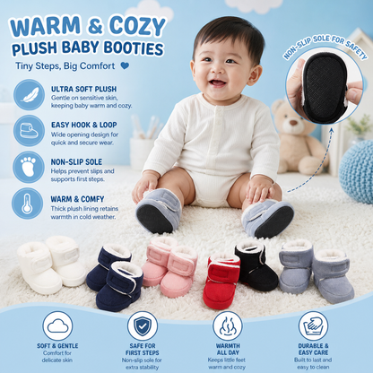 Warm & Cozy Plush Baby Booties with Soft, Non-Slip Soles