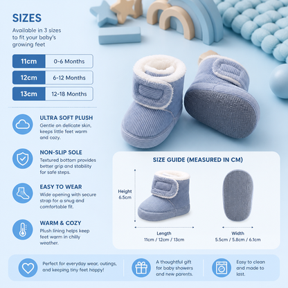 Warm & Cozy Plush Baby Booties with Soft, Non-Slip Soles