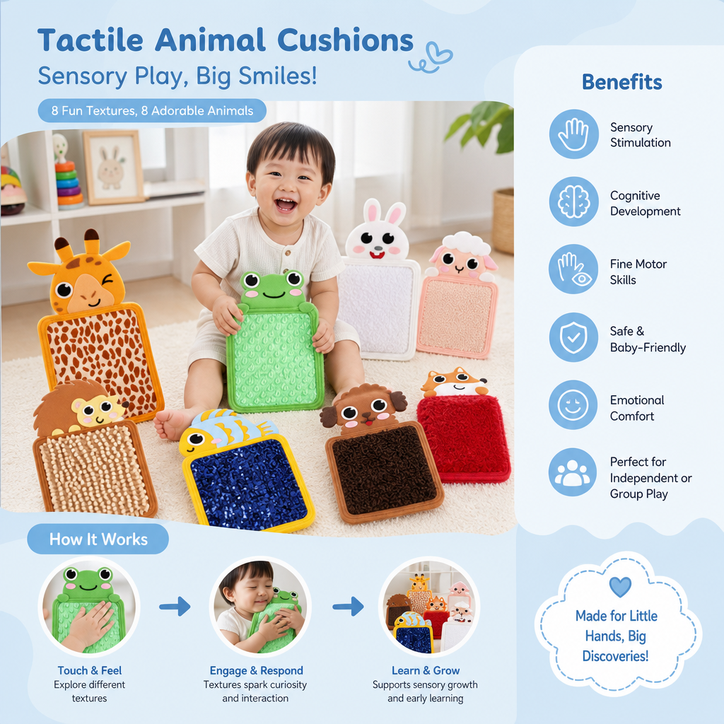 Tactile Animal Cushions (Set of 8)