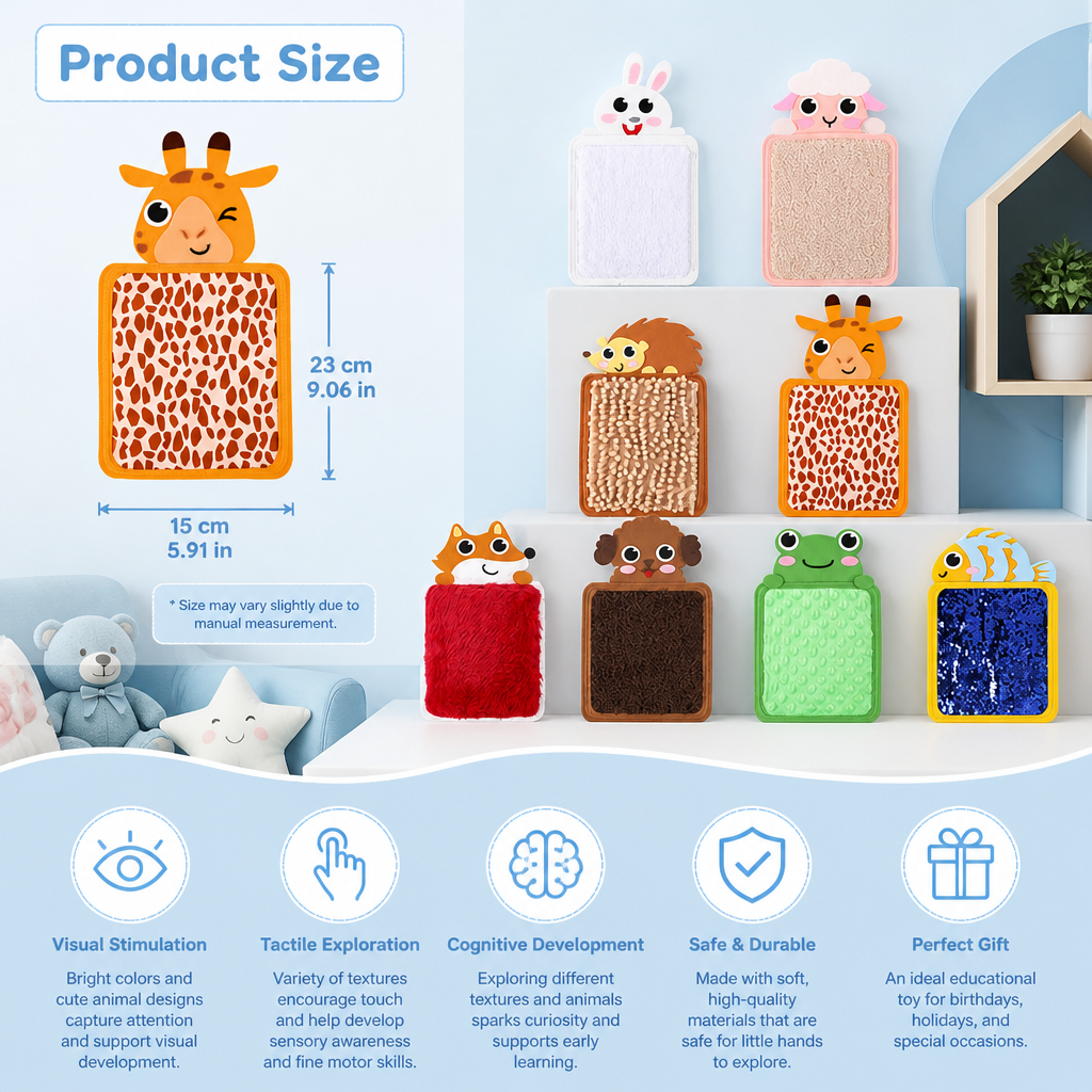 Tactile Animal Cushions (Set of 8)