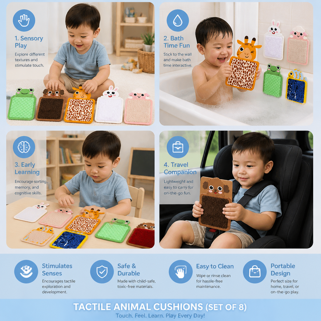 Tactile Animal Cushions (Set of 8)