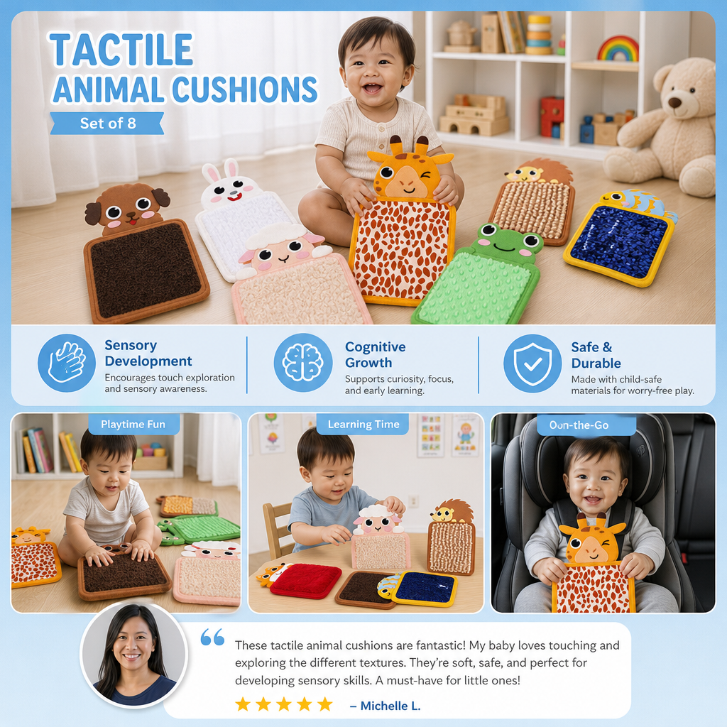 Tactile Animal Cushions (Set of 8)