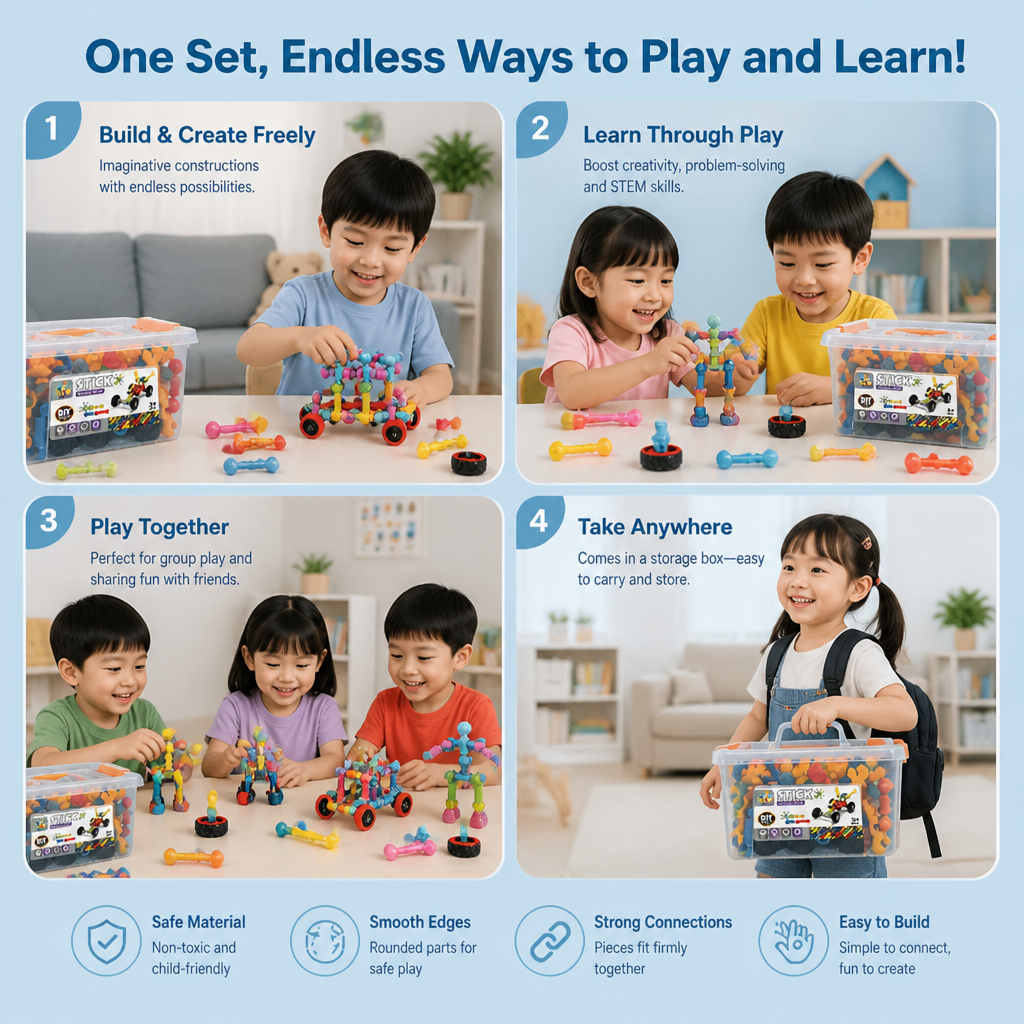 Educational DIY Building Set with Movable Joints