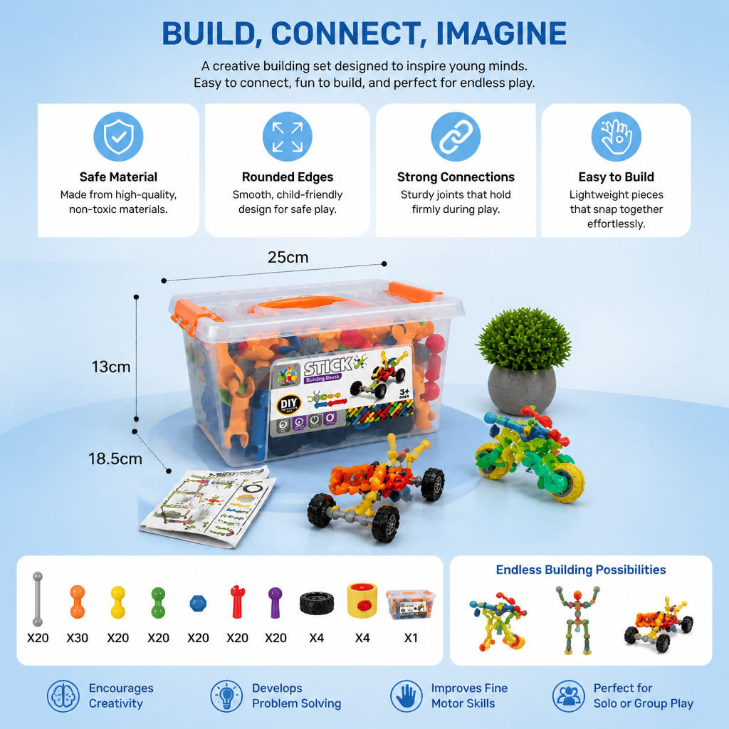 Educational DIY Building Set with Movable Joints