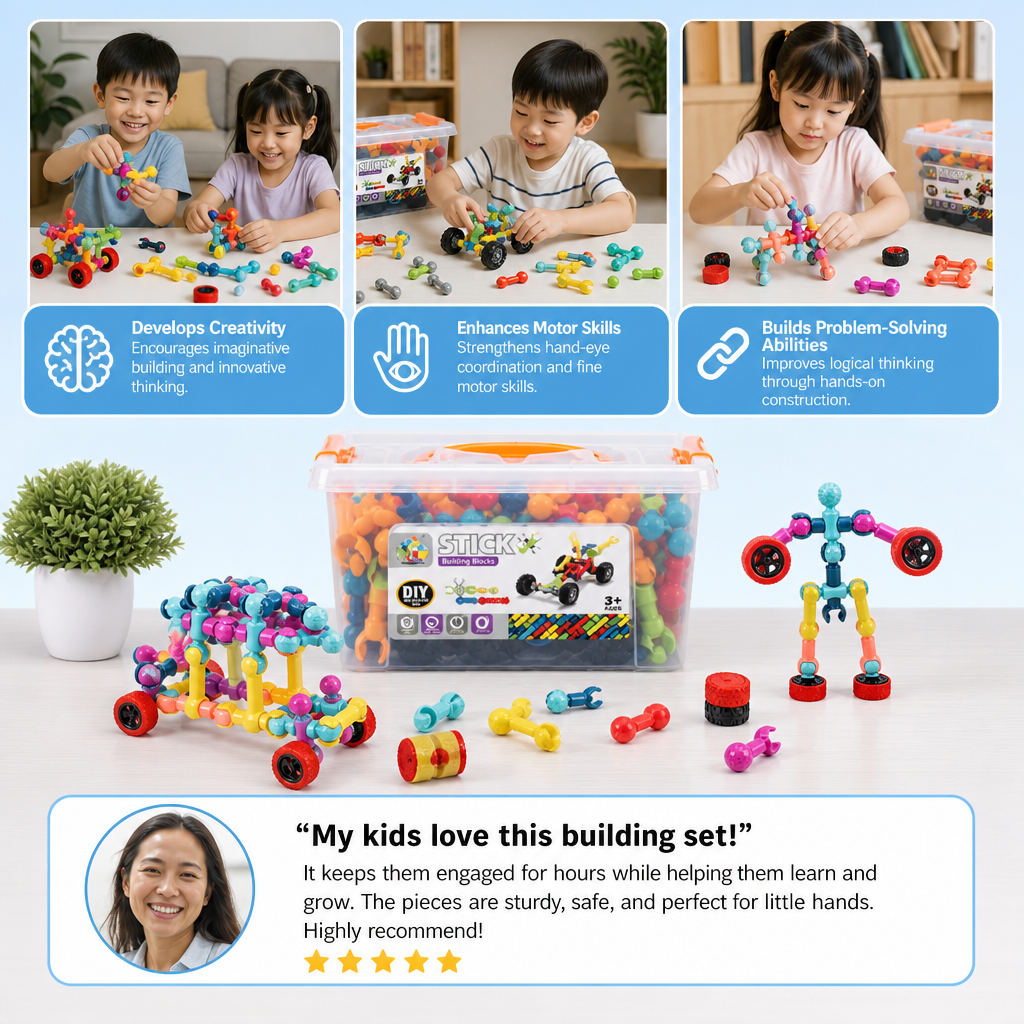 Educational DIY Building Set with Movable Joints