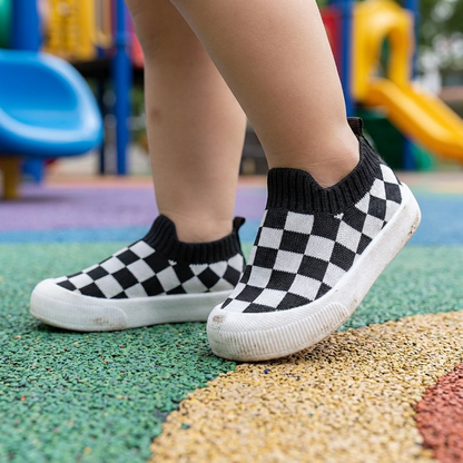 Checkered Lightweight Baby Walking Shoes with Soft, Non-Slip Soles