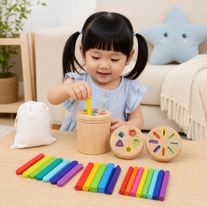 Montessori Wooden Colour & Shape Sorting Toy – Fine Motor Skills Learning Puzzle