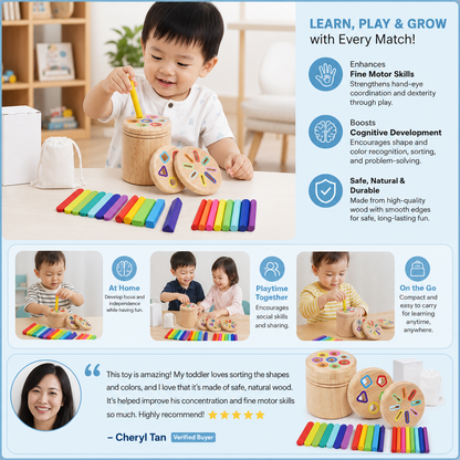 Montessori Wooden Colour & Shape Sorting Toy – Fine Motor Skills Learning Puzzle
