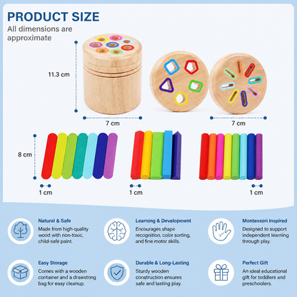 Montessori Wooden Colour & Shape Sorting Toy – Fine Motor Skills Learning Puzzle