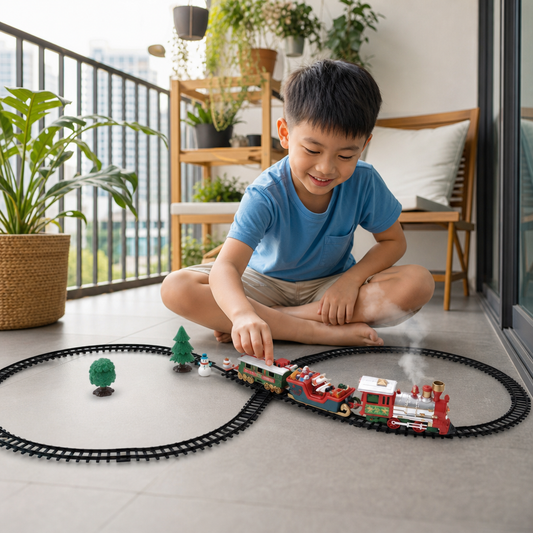Kids’ Electric Train Set with Lights, Sounds & Steam Effects