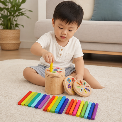 Montessori Wooden Colour & Shape Sorting Toy – Fine Motor Skills Learning Puzzle