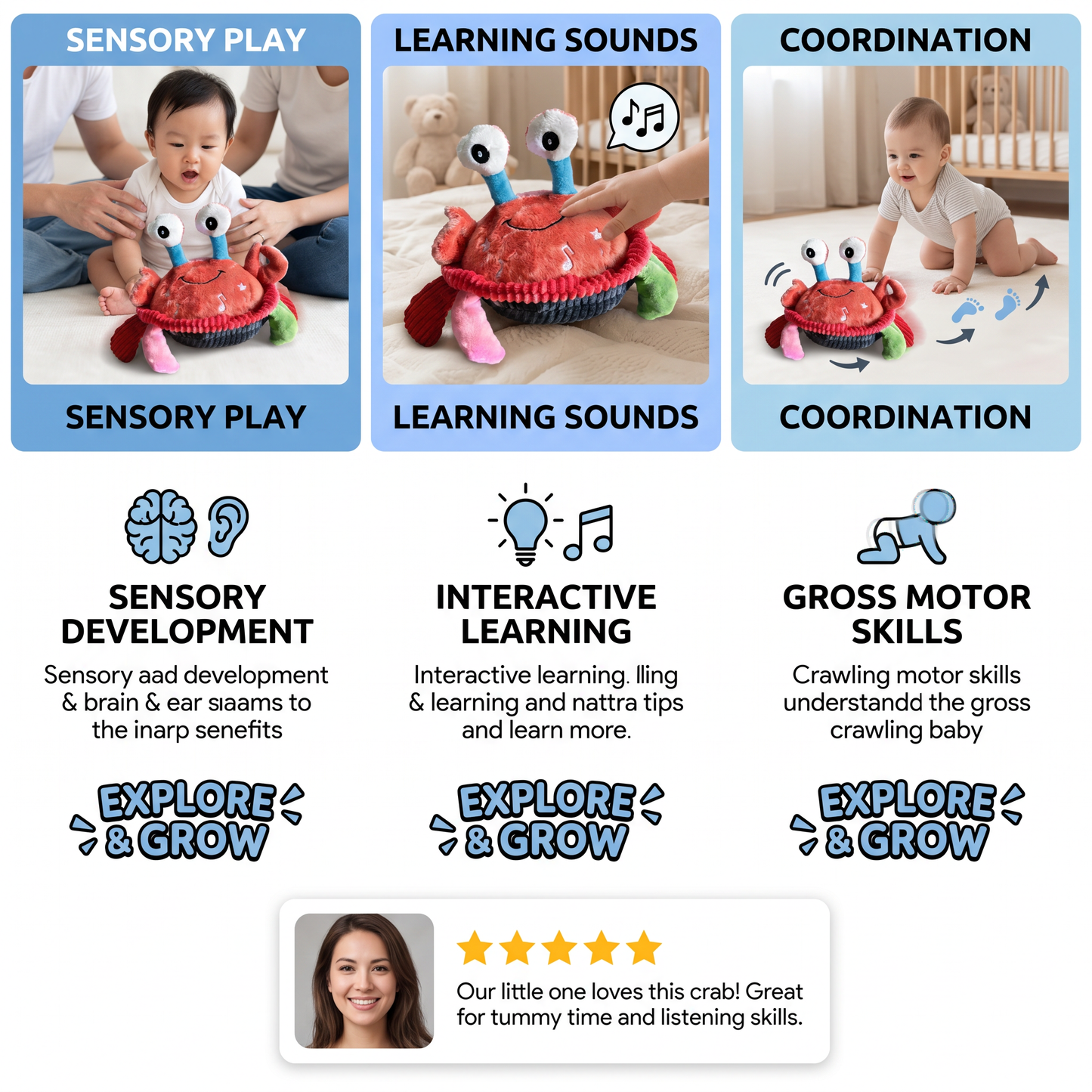 Interactive Musical Crab with Voice Function – Moving Educational Toy for Babies