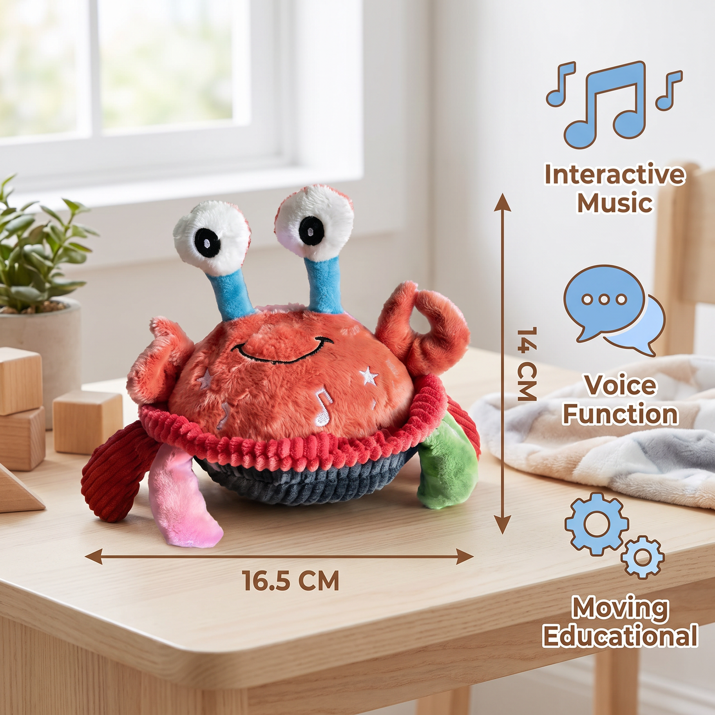 Interactive Musical Crab with Voice Function – Moving Educational Toy for Babies
