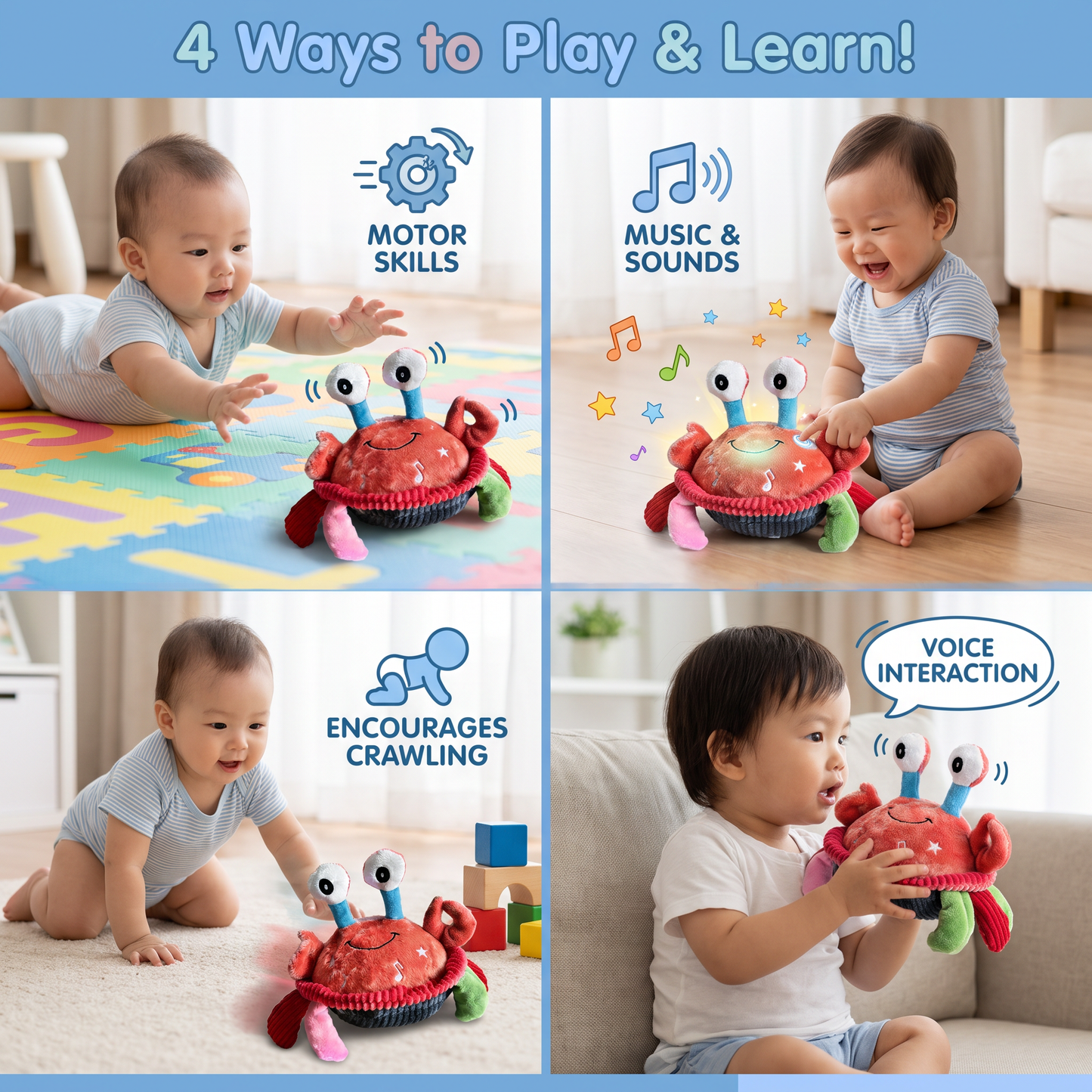 Interactive Musical Crab with Voice Function – Moving Educational Toy for Babies