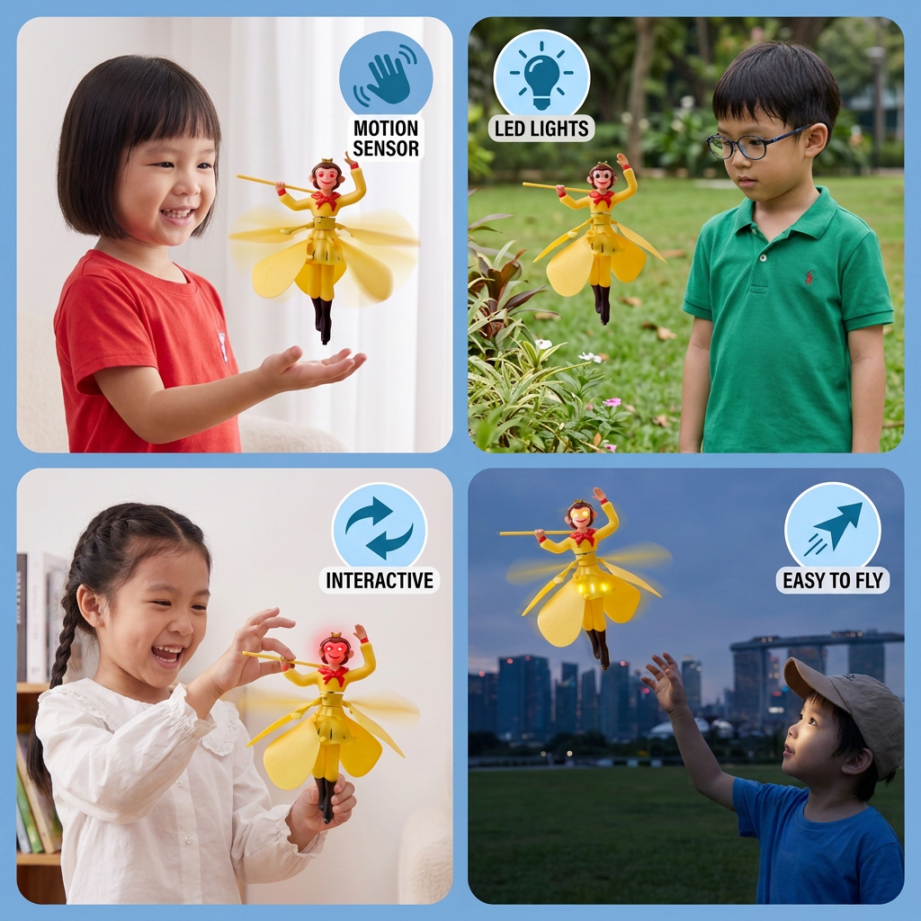 Interactive Flying Monkey Toy with Motion Sensor & LED Lights