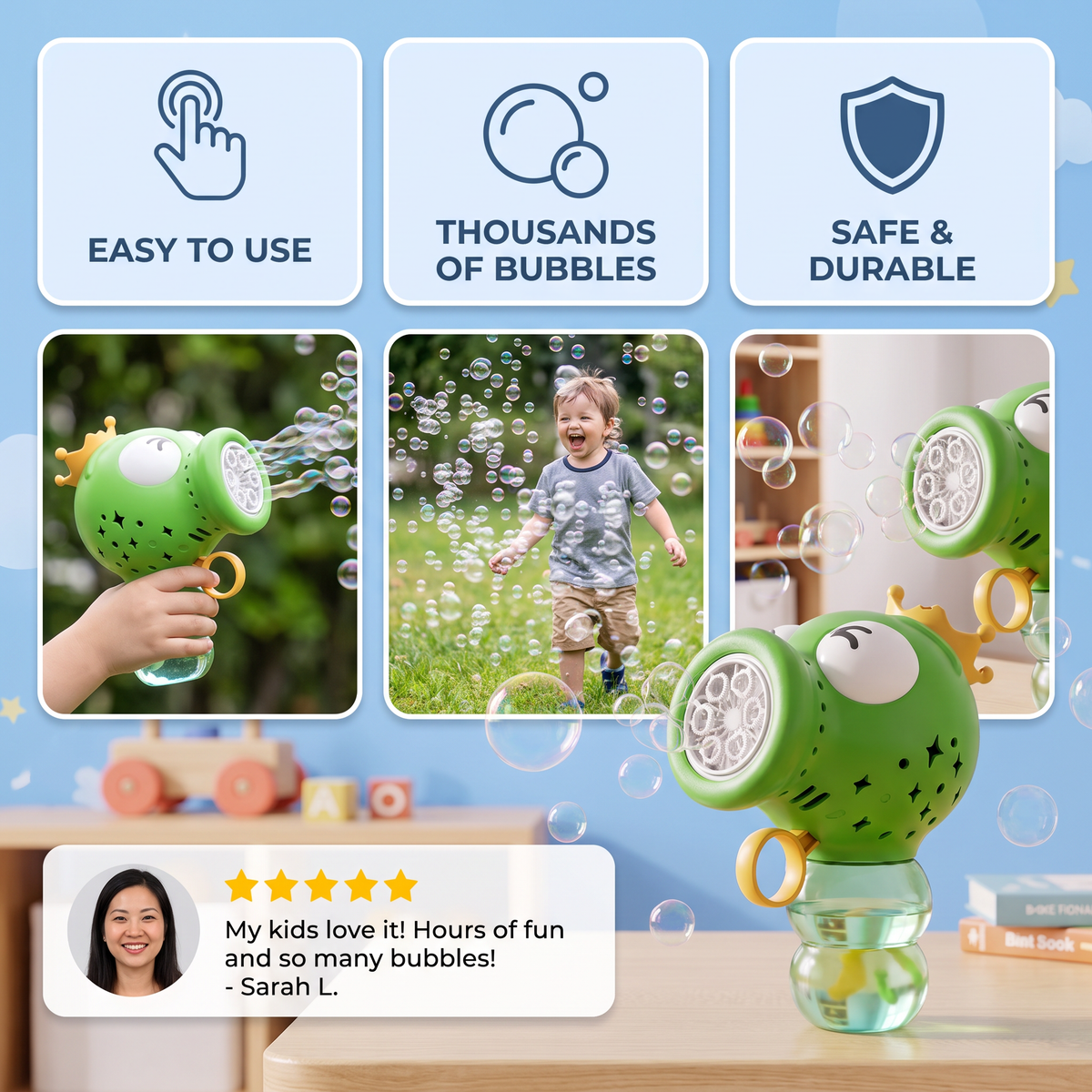 Cute Automatic Bubble Machine – Electric Bubble Blower for Kids