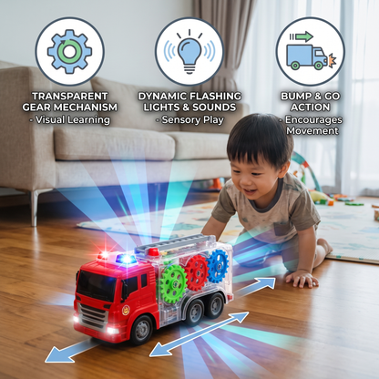 Interactive Gear Fire Truck Toy with Lights