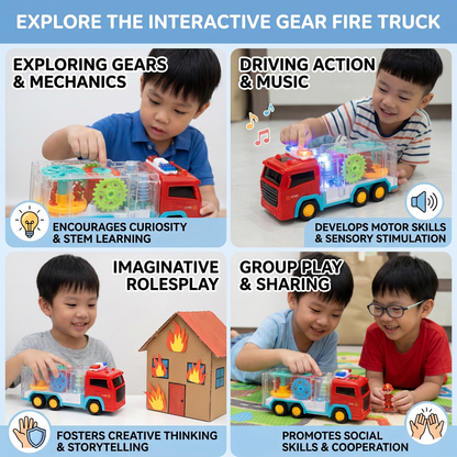 Interactive Gear Fire Truck Toy with Lights