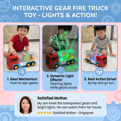 Interactive Gear Fire Truck Toy with Lights