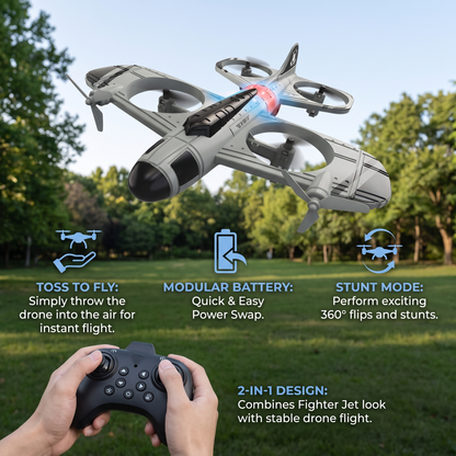 2-in-1 Remote Control Fighter Jet & Drone Toy