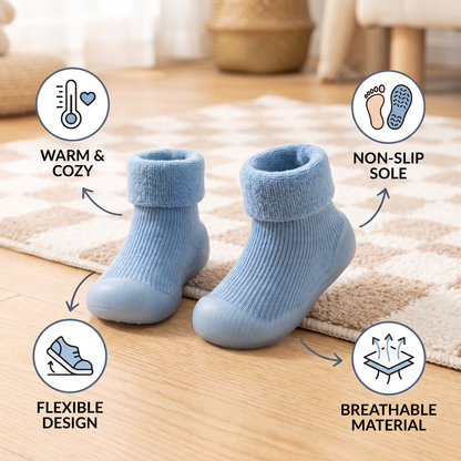 Warm Baby Walking Sock Shoes with Soft Non-Slip Soles