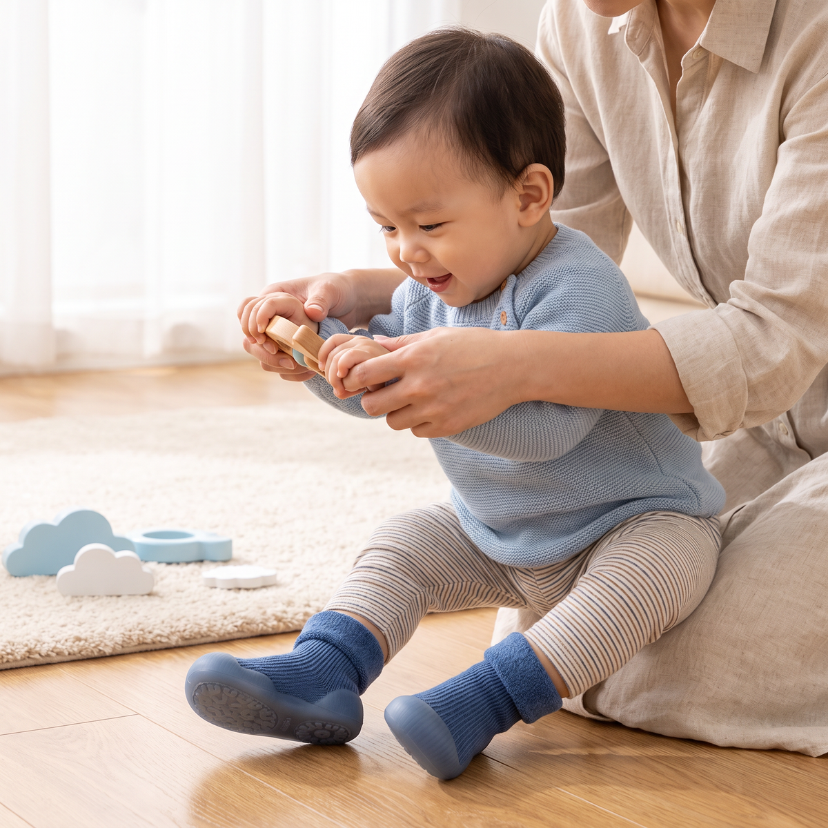 Warm Baby Walking Sock Shoes with Soft Non-Slip Soles