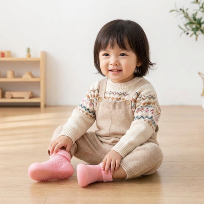 Warm Baby Walking Sock Shoes with Soft Non-Slip Soles