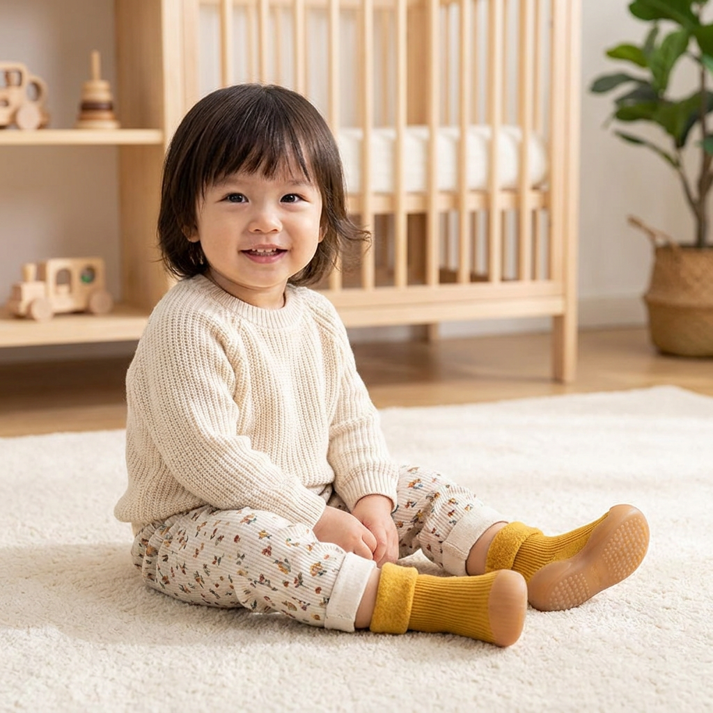 Warm Baby Walking Sock Shoes with Soft Non-Slip Soles
