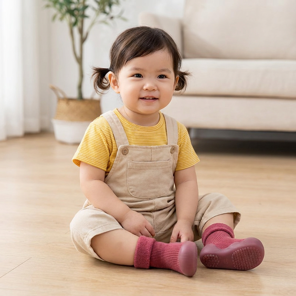 Warm Baby Walking Sock Shoes with Soft Non-Slip Soles