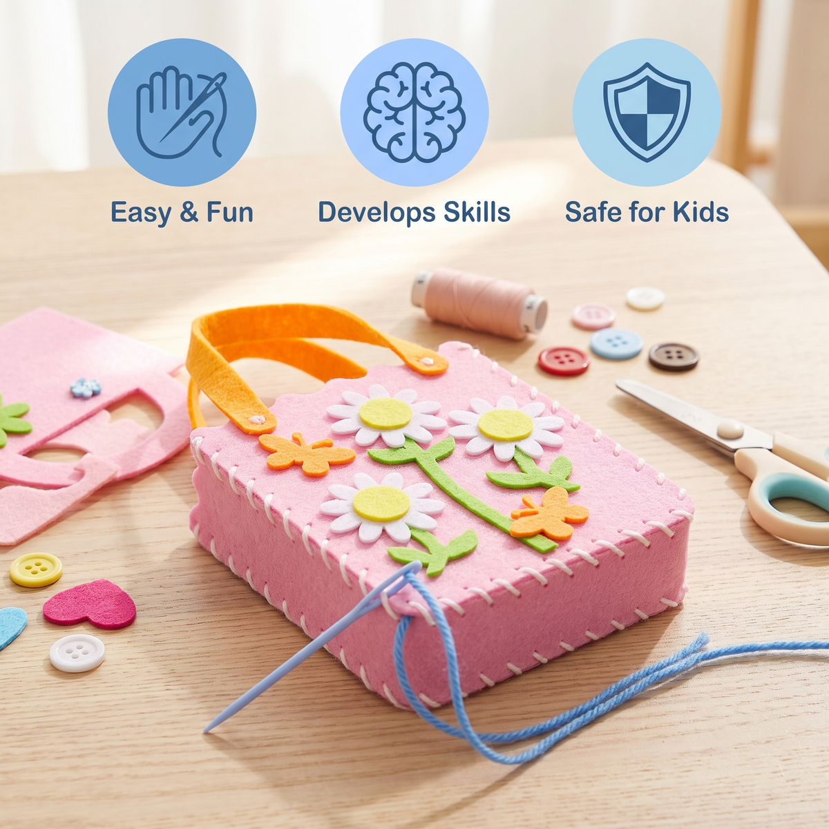 DIY Cute Felt Handbag Sewing Craft Kit for Kids