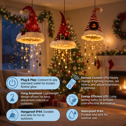 Christmas Santa Hat Lights with LED String Decorations
