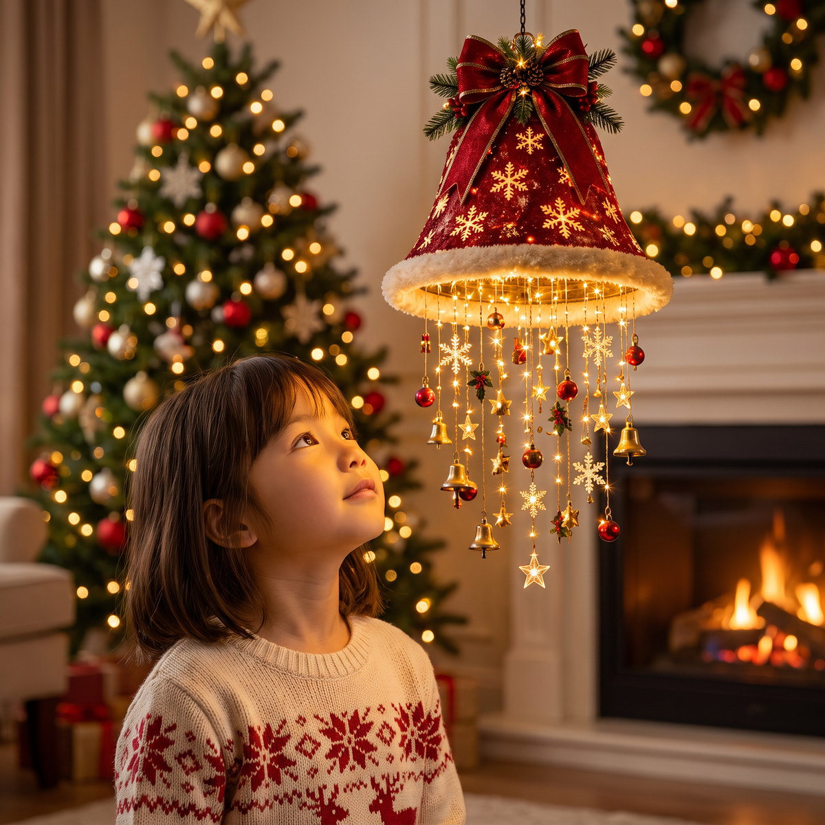 Christmas Santa Hat Lights with LED String Decorations