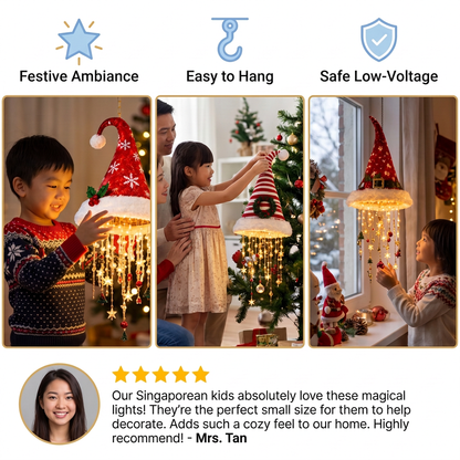 Christmas Santa Hat Lights with LED String Decorations