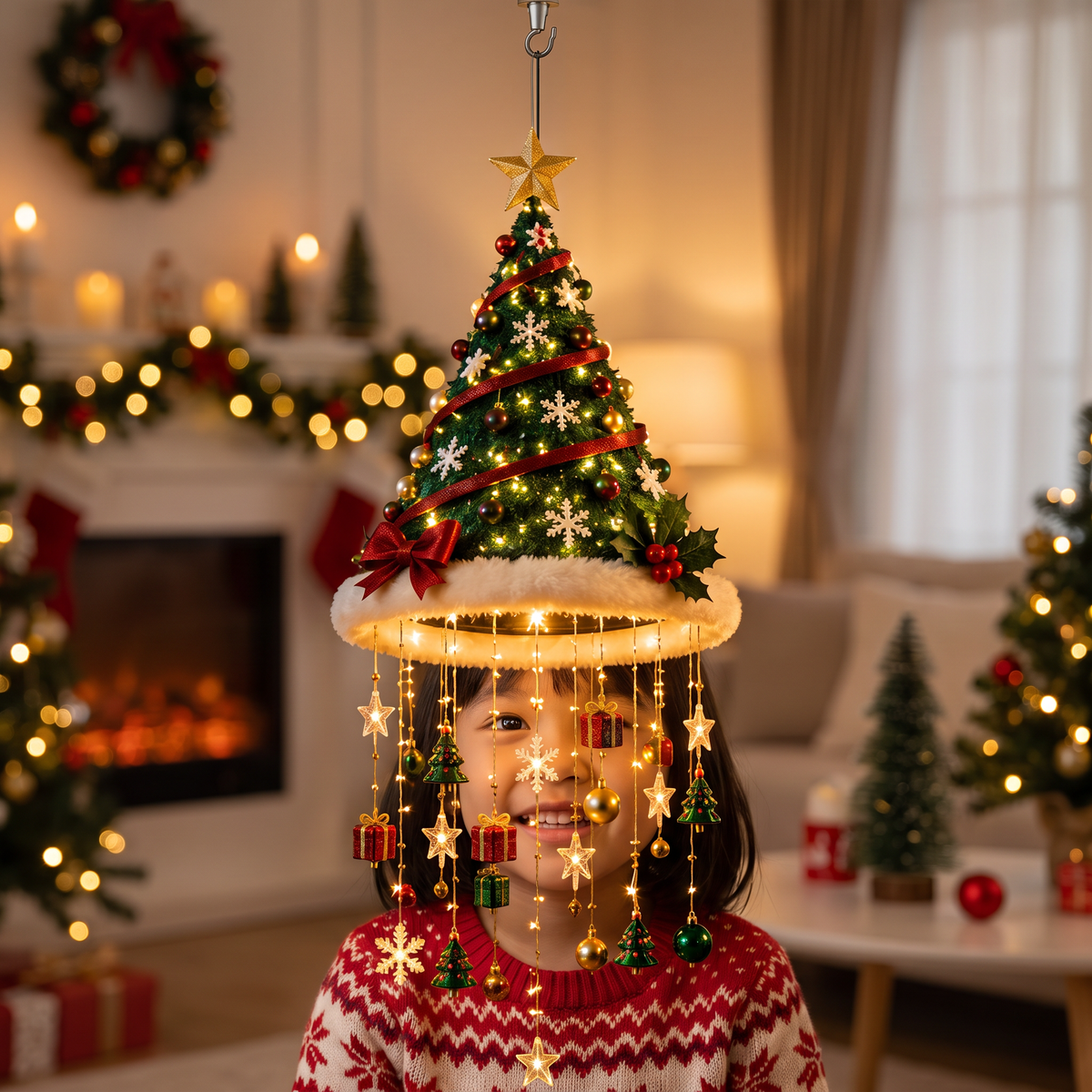 Christmas Santa Hat Lights with LED String Decorations