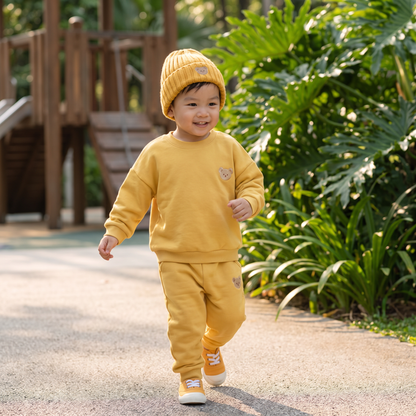 Baby Outfit with Embroidered Bear Sweatshirt & Matching Sweatpants
