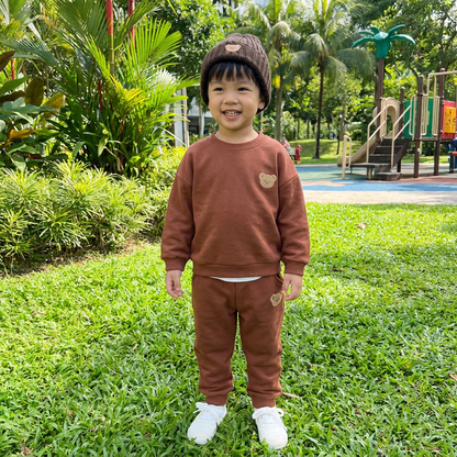 Baby Outfit with Embroidered Bear Sweatshirt & Matching Sweatpants