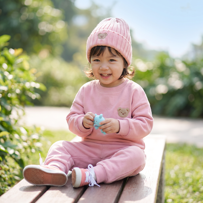 Baby Outfit with Embroidered Bear Sweatshirt & Matching Sweatpants