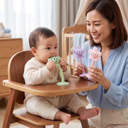 2-in-1 Sunflower Baby Teether & Rattle with Suction Base