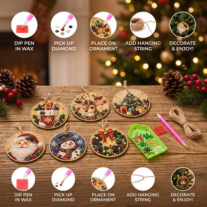 DIY Christmas Wooden Ornament Diamond Painting Kit