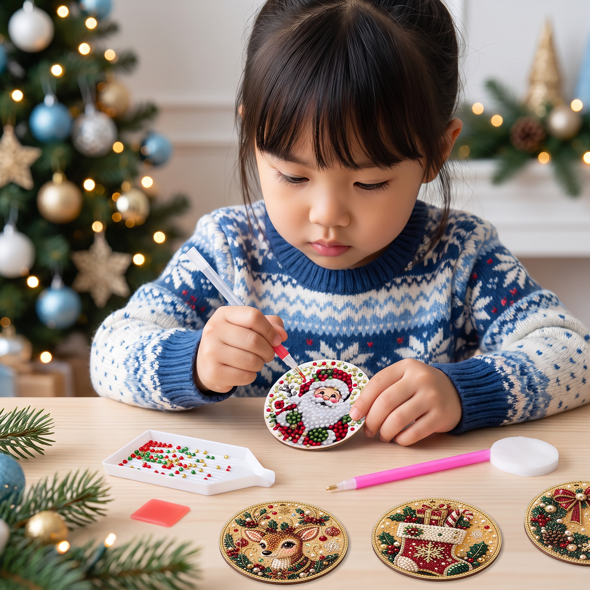 DIY Christmas Wooden Ornament Diamond Painting Kit