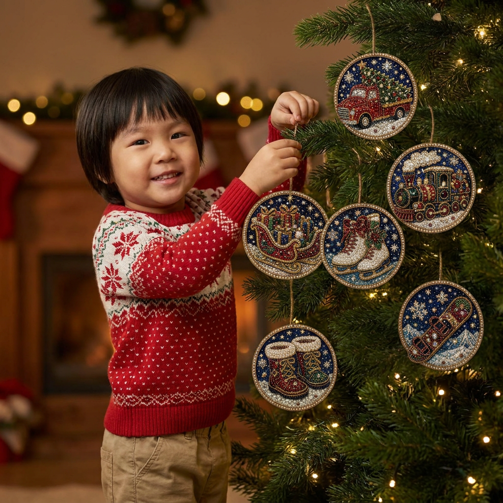 DIY Christmas Wooden Ornament Diamond Painting Kit