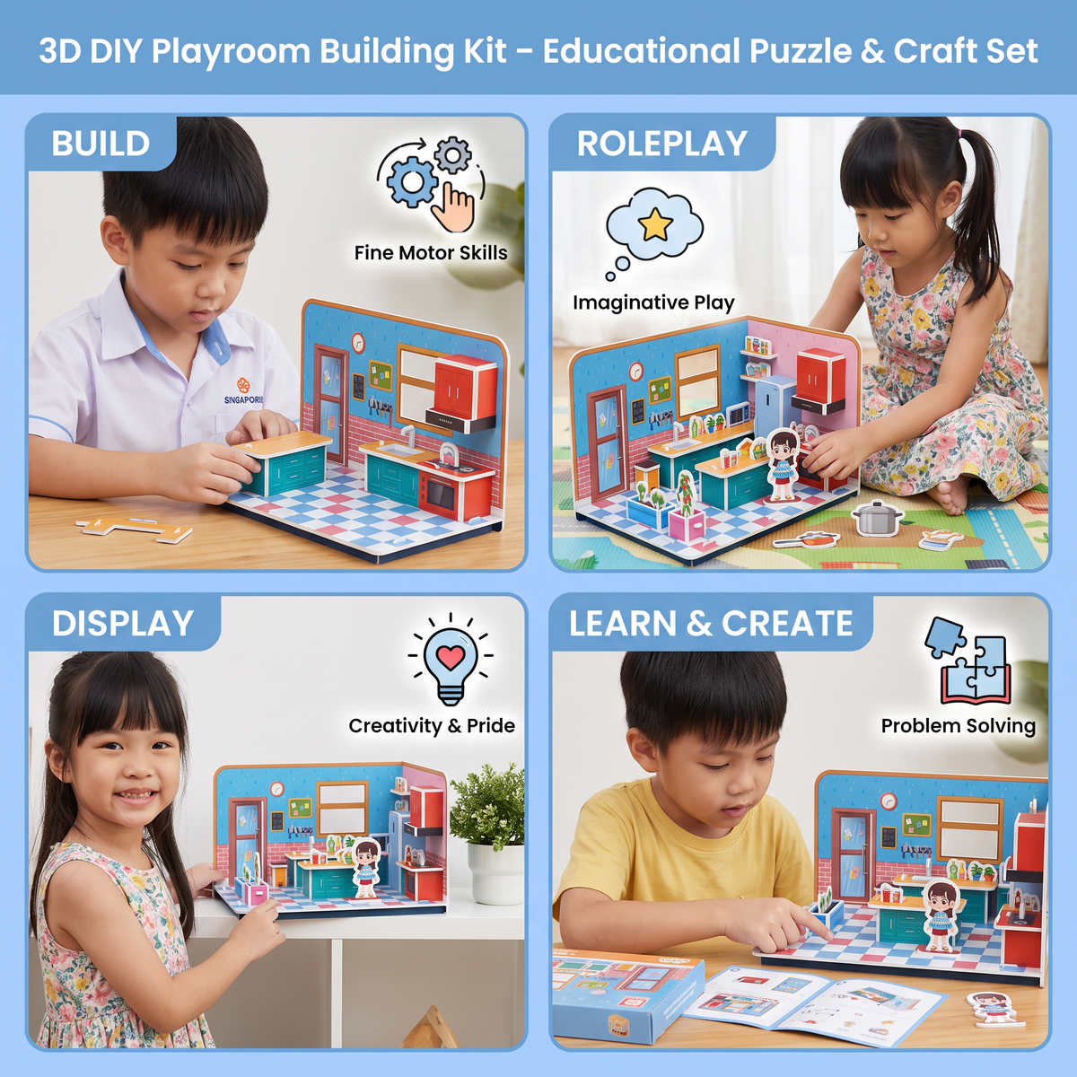 3D DIY Playroom Building Kit – Educational Puzzle & Craft Set
