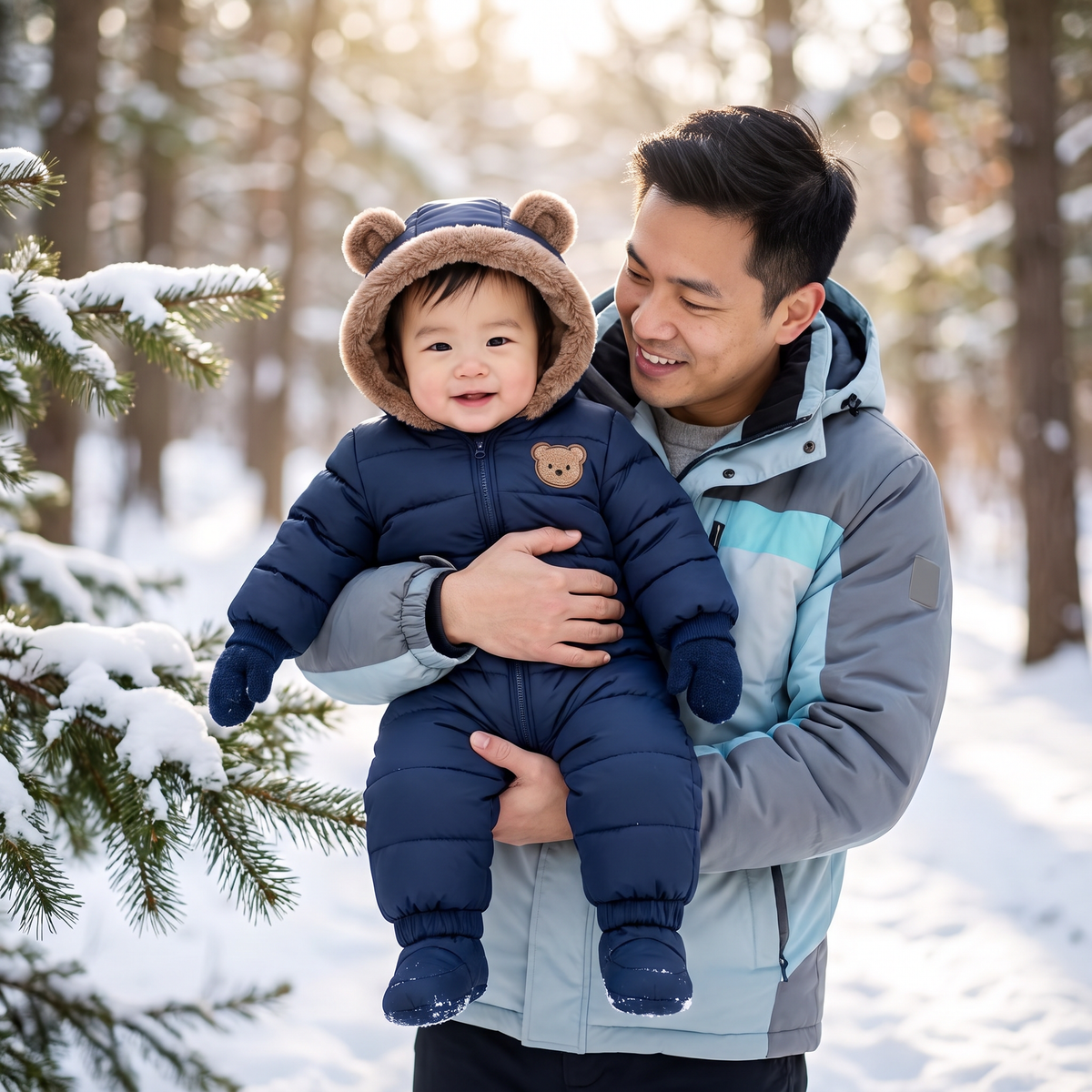 Baby Bear Bodysuit – Warm Fleece-Lined One-Piece