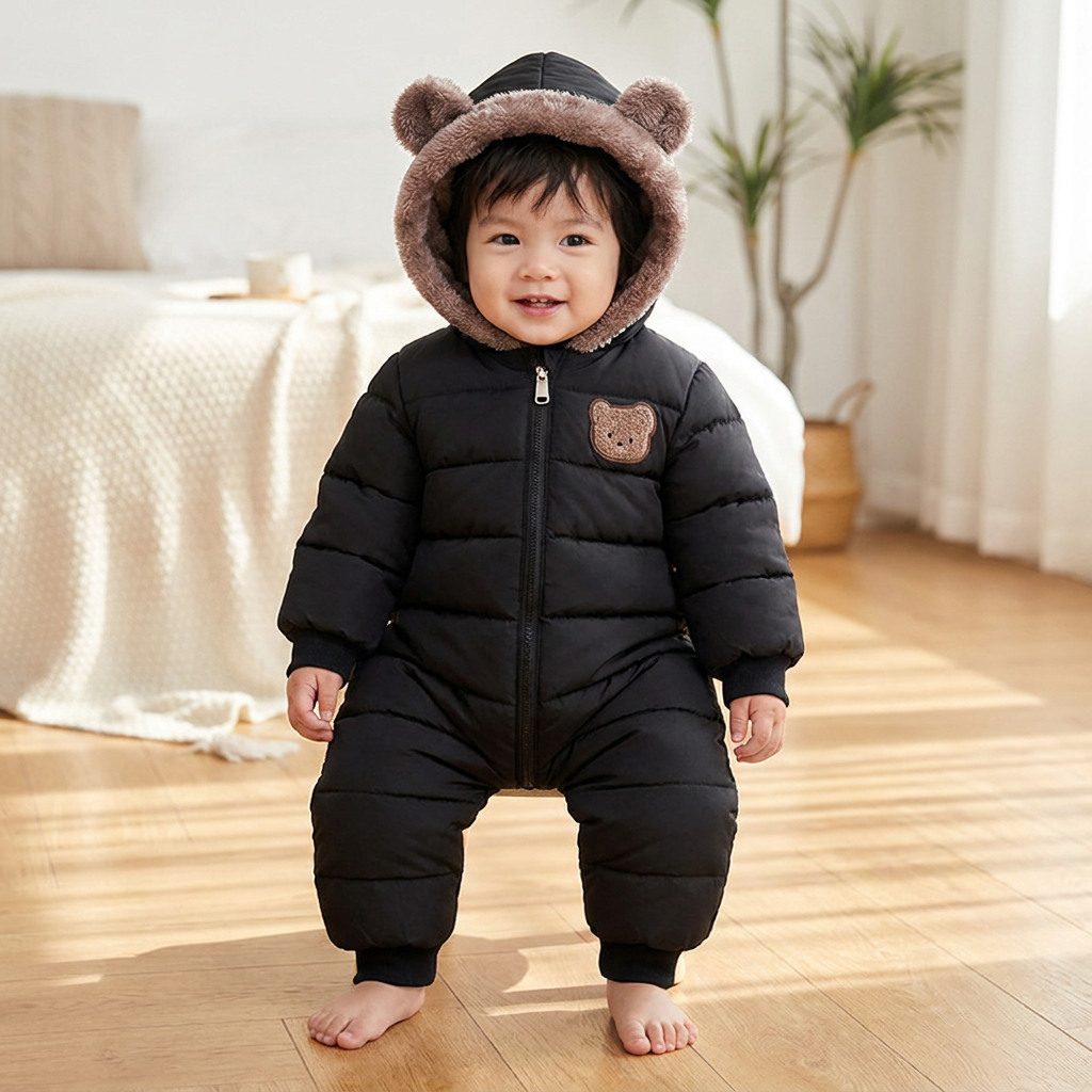 Baby Bear Bodysuit – Warm Fleece-Lined One-Piece